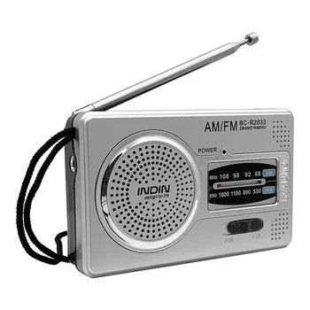 R2033 Kapesní Velikost, Nízká Spotřeba Vestavěný Reproduktor Full Band Mini Rádio AM FM Recorder pro Domácí Zatahovací Anténa